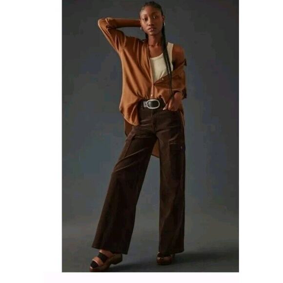 MOTHER The Undercover Cargo Wide Leg Corduroy Sneak in Mole Size 33 - Picture 1 of 5